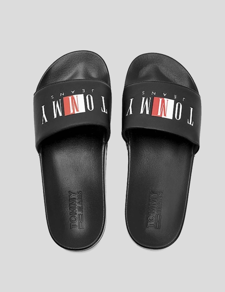 Chanclas TOMMY JEANS logo pool slide black